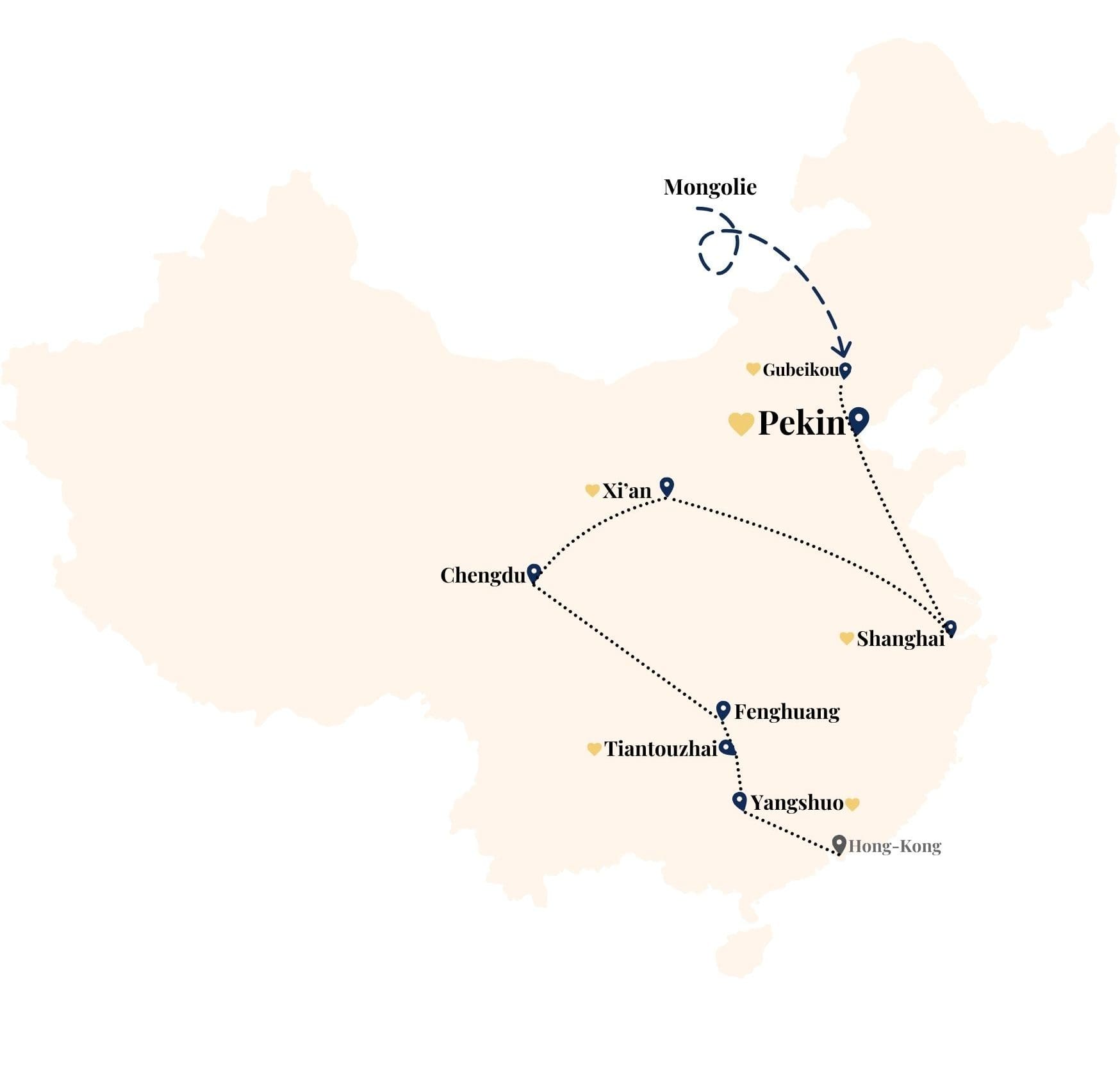 map itineraire en chine